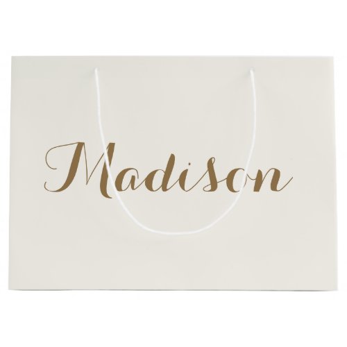 Chic ivory cream  minimalist monogram  large gift  large gift bag