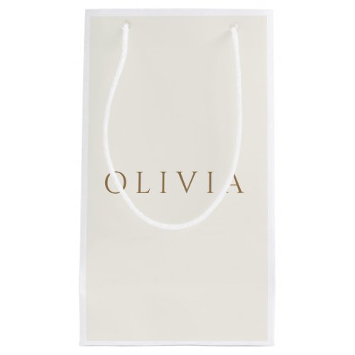 Chic ivory cream  minimalist monogram   small gift bag