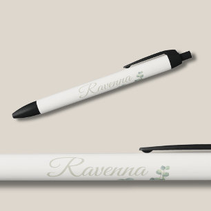 Chic Ivory Eucalyptus Sage Personalized Name Pen