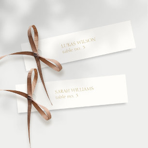 Chic Ivory & Faux Gold Wedding Escort Place Name Note Card