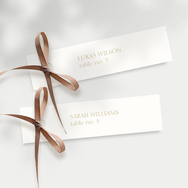 Chic Ivory & Faux Gold Wedding Escort Place Name Note Card (Creator Uploaded)