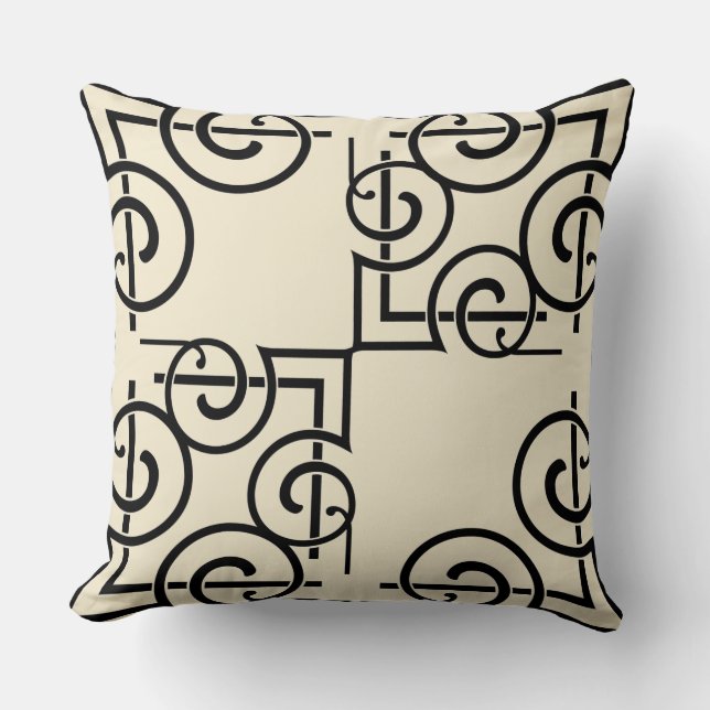 Chic Ivory Gold Name Black Throw Pillow (Front)