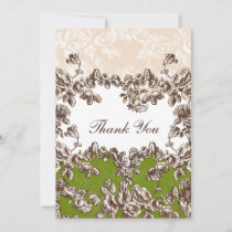 Chic Ivory Green Vintage Floral Wedding Invitation