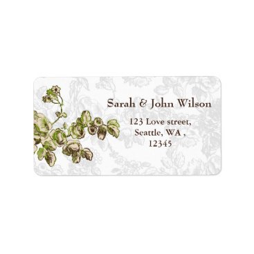 Chic Ivory Green Vintage Floral Wedding Label
