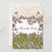 Chic Ivory Green Vintage Floral Wedding Save The Date