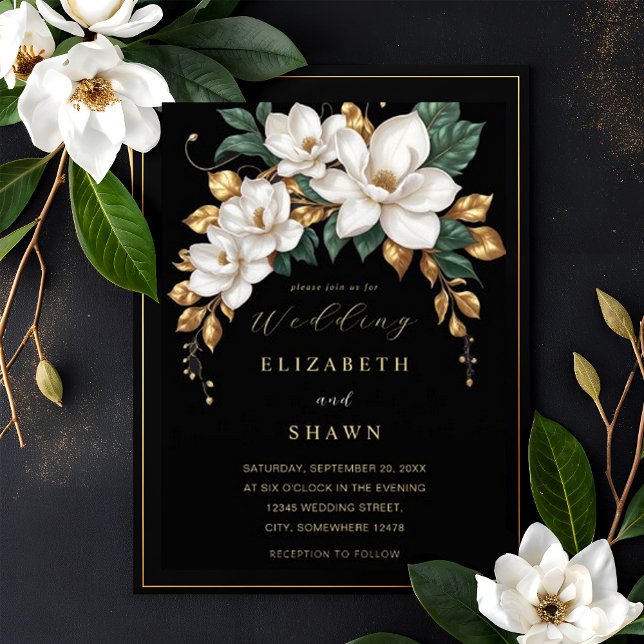 Chic Ivory Magnolia Cotton Garden Party Wedding Invitation (Creator Uploaded)