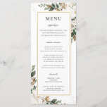 Chic Ivory Magnolia Floral Greenery Wedding Menu<br><div class="desc">Personalize this elegant timeless wedding menu with your own wording easily and quickly,  simply press the customise it button to further re-arrange and format the style and placement of the text.  Double sided. The Happy Cat Studio</div>