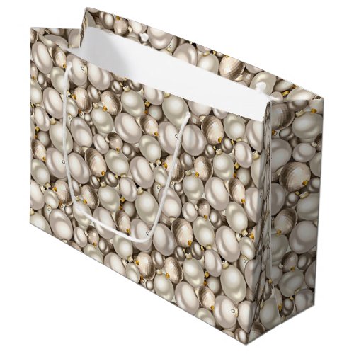 Chic Ivory Silver Gold Baubles Ornaments Pattern Large Gift Bag