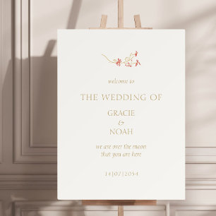 Chic Ivory Wedding Wildflower Welcome Sign