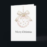 Chic Ivory White Dots Bow Ornament Christmas Card<br><div class="desc">Chic Ivory White Dots Bow Ornament Christmas</div>