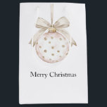 Chic Ivory White Dots Bow Ornament Christmas Medium Gift Bag<br><div class="desc">Chic Ivory White Dots Bow Ornament Christmas</div>