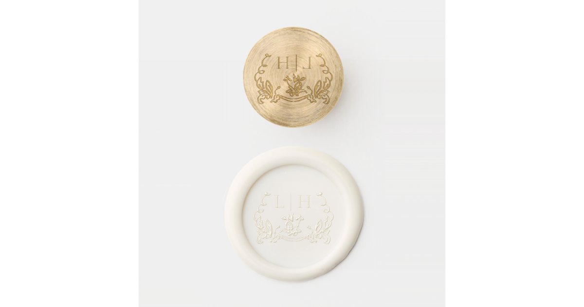 Chic Ivory White Floral Monogram Initials Wedding Wax Seal Stamp | Zazzle