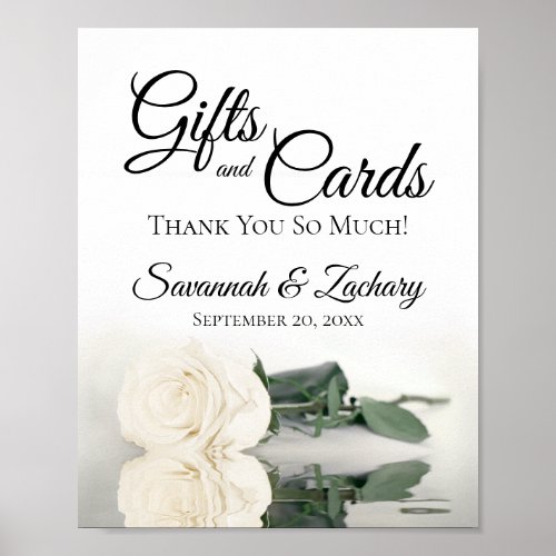 Chic Ivory White Rose Gifts  Cards Wedding Sign