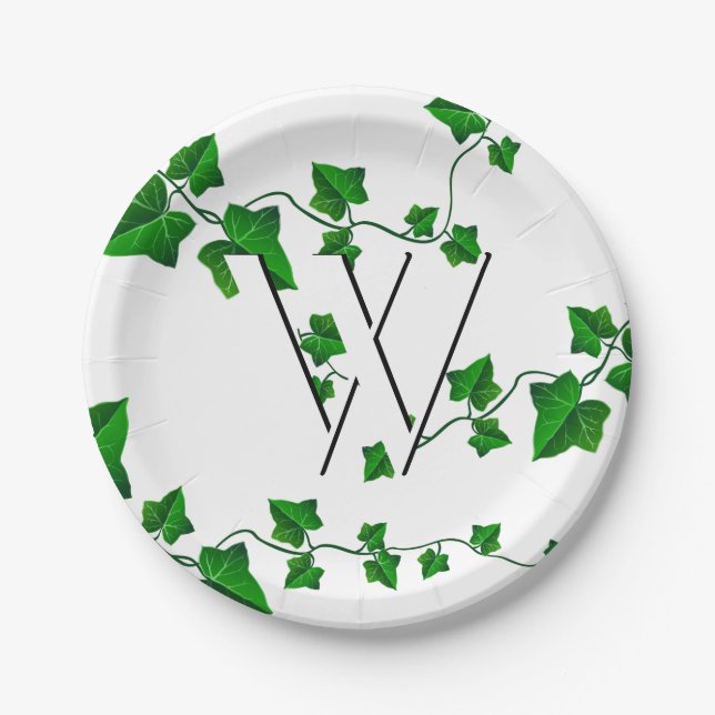 Chic Ivy Your Initial Paper Plates (Front)
