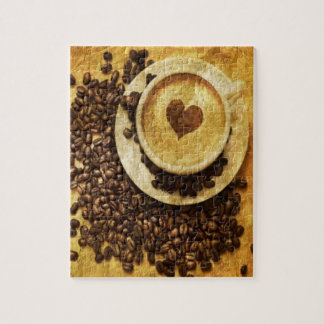 Chic Java cappuccino Coffee Beans Coffee Lover Jigsaw Puzzle