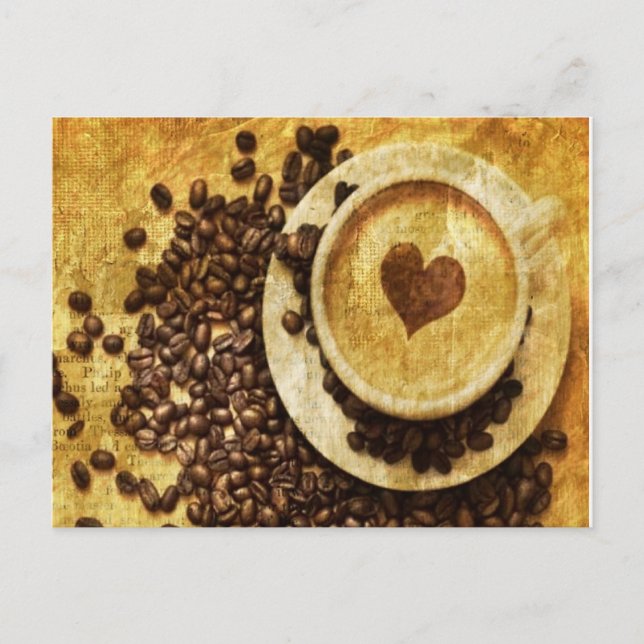 Chic Java cappuccino Coffee Beans Coffee Lover Postcard (Front)
