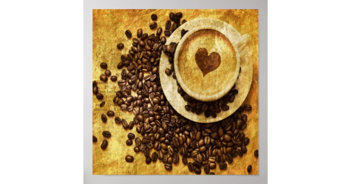 Chic Java cappuccino Coffee Beans Coffee Lover Poster | Zazzle