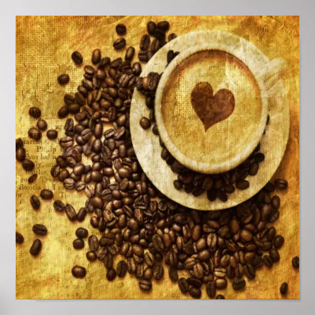 Chic Java cappuccino Coffee Beans Coffee Lover Poster | Zazzle
