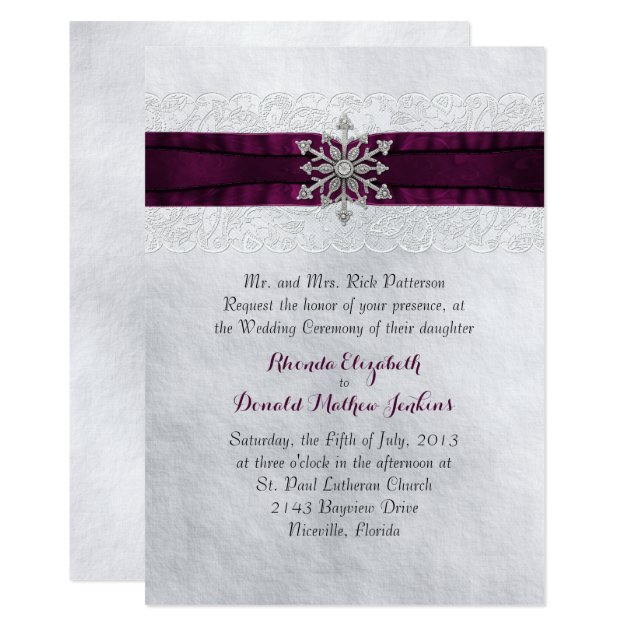 Chic Jeweled Snowflake Wedding Invitation