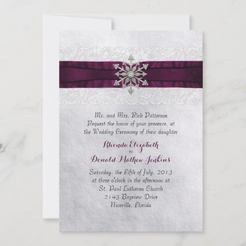 Chic Jeweled Snowflake Wedding Invitation