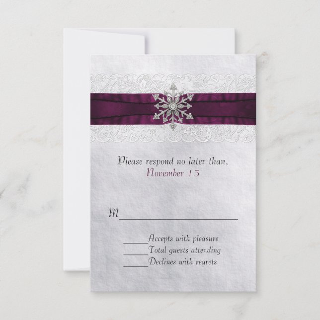 Chic Jeweled Snowflake Wedding RSVP Card (Front)