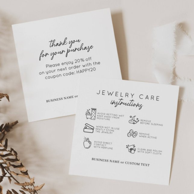 Chic Jewelry Care Instructions Thank You Business Enclosure Card (Creator Uploaded)