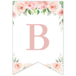 Chic Jungle Animals Blush Pink Floral Baby Shower Bunting Flags | Zazzle