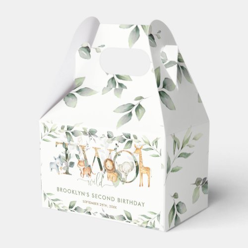 Chic Jungle Animals Greenery 2nd Birthday Two Wild Favor Boxes