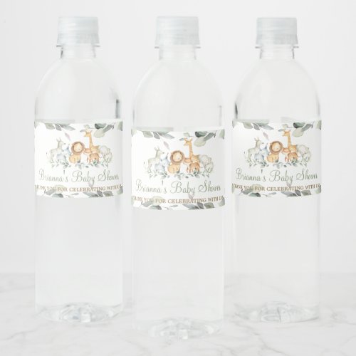 Chic Jungle Animals Greenery Baby Shower Favor  Water Bottle Label