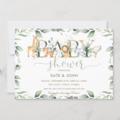 Chic Jungle Animals Greenery Baby Shower Neutral Invitation (Front)