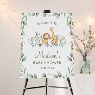Chic Jungle Animals Greenery Baby Shower Welcome Foam Board