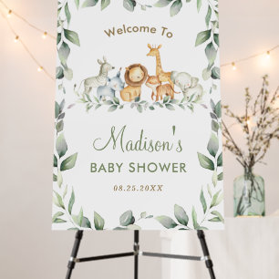 Chic Jungle Animals Greenery Baby Shower Welcome Foam Board