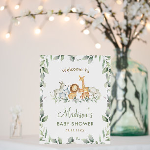 Chic Jungle Animals Greenery Baby Shower Welcome Foam Board