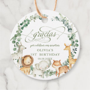 Chic Jungle Animals Greenery Birthday Baby Shower Favor Tags