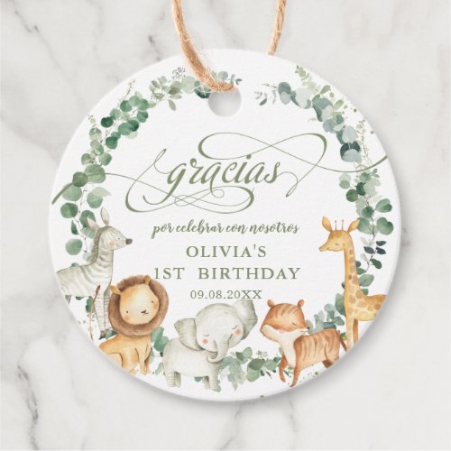 Chic Jungle Animals Greenery Birthday Baby Shower  Favor Tags