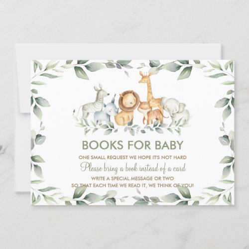 Chic Jungle Animals Greenery Books for Baby Card