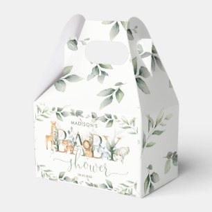 Chic Jungle Animals Greenery Neutral Baby Shower Favor Boxes