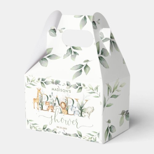 Chic Jungle Animals Greenery Neutral Baby Shower  Favor Boxes