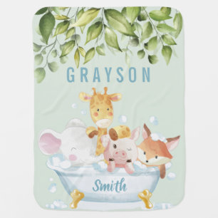 Chic Jungle Animals Safari Greenery Soft Baby Blanket