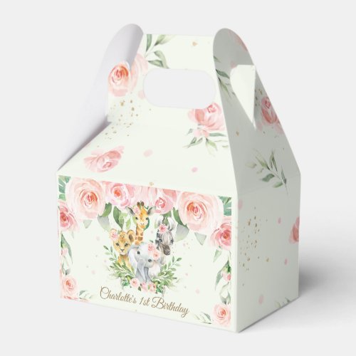 Chic Jungle Animals Safari Pink Floral Thank You  Favor Boxes