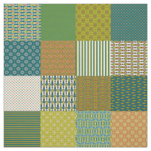 Chic Jungle Drums Faux Patchwork Ethnic Pattern Fabric