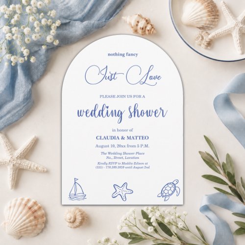 Chic Just Love Sea Life Wedding Shower Invitation