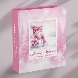 Chic Kids Christmas Gift Album Pink Snowman Winter 3 Ring Binder