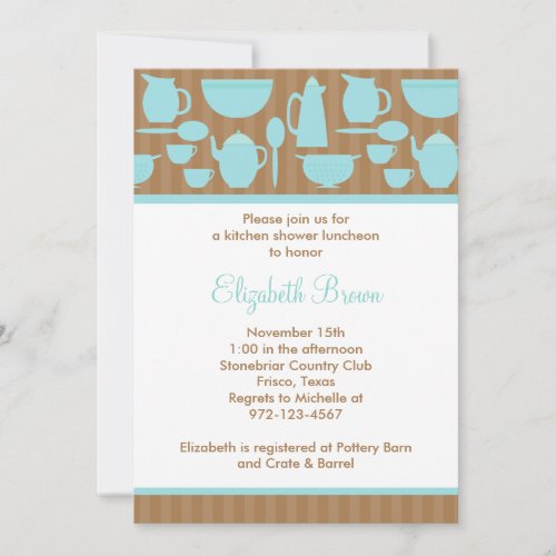 Chic Kitchen Bridal Shower Invitation (Teal)