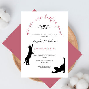 Chic Kitten Black & Pink Girl Girl Baby Shower Invitation