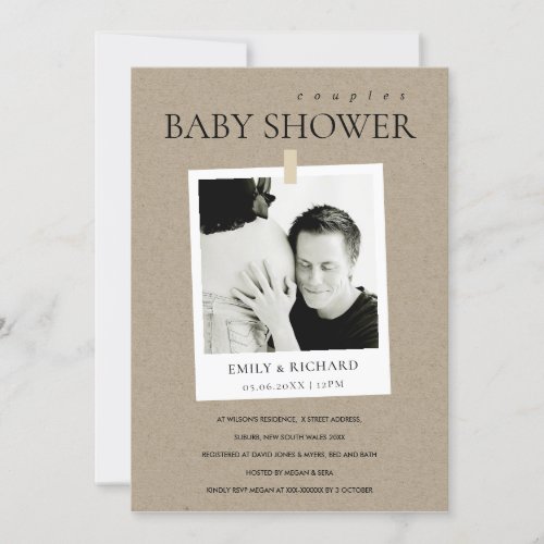 CHIC KRAFT CUSTOM PHOTO COUPLES BABY SHOWER INVITE