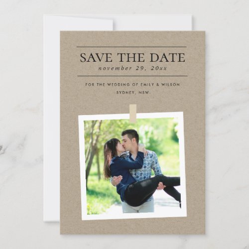 CHIC KRAFT MINIMAL CUSTOM PHOTO SAVE THE DATE CARD