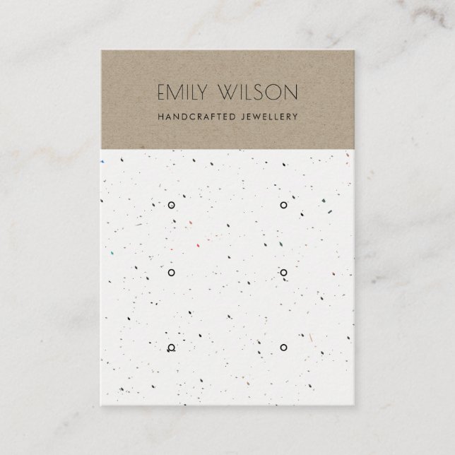 CHIC KRAFT WHITE TERRAZZO 3 EARRING DISPLAY LOGO BUSINESS CARD (Front)