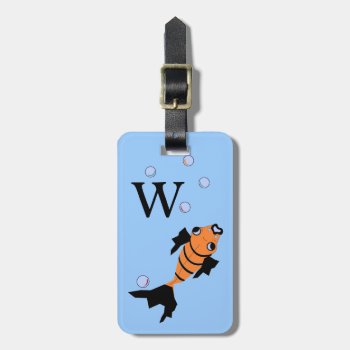 Chic Kyggage Tag_gold Fish And Bubbles Luggage Tag by GiftMePlease at Zazzle