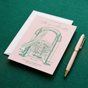 Chic La Dolce Vita Hand Doodle Sketch Venice Italy Save The Date